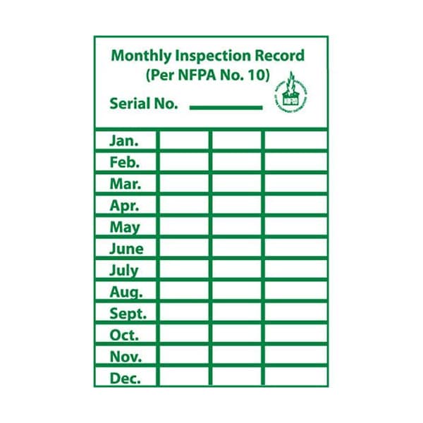 National Marker Co NMC Monthly Inspection Record Label ML1 Zoro